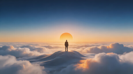 云海孤影日出时