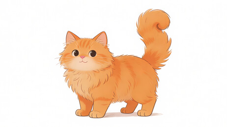 蓬松橙猫翘尾特写