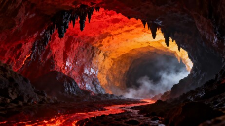 神秘岩浆洞穴景观