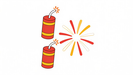 红黄鞭炮燃放瞬间