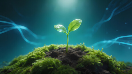 青苔幼苗蓝光背景