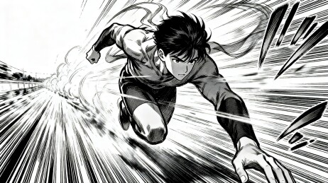 动感漫画人物疾速奔跑瞬间