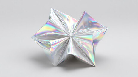 全息彩虹光泽的抽象几何立体图形