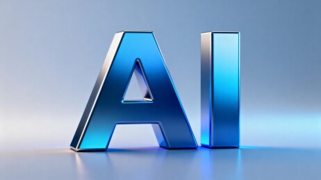 蓝色立体字母AI科技感展示