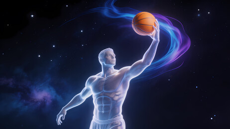 星空下人形持橙球