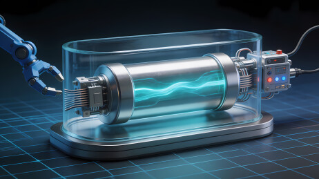 蓝色发光圆柱实验装置