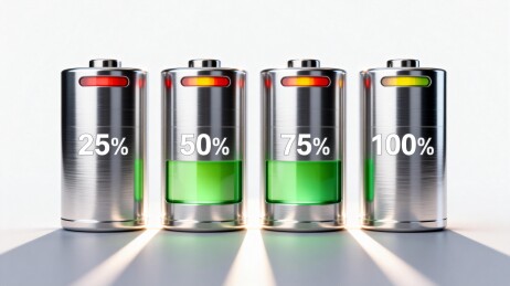 四款不同电量的电池展示
