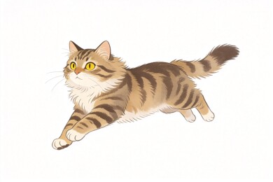 卡通虎斑猫跃动瞬间