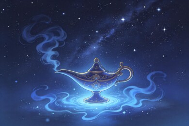 星空下的蓝色魔法油灯