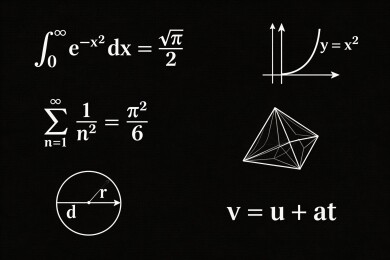 黑板上的数学公式与几何图形