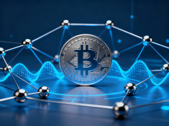 比特币与网络连接的科技展示