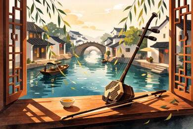 江南窗景里的二胡静物