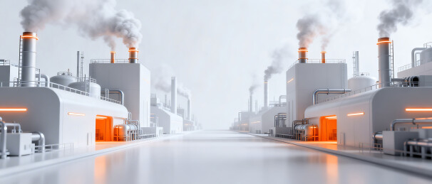 未来工业厂区烟囱排放烟雾