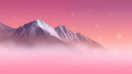 粉霞雪山