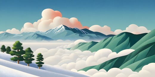 雪山云海插画