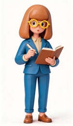 3D卡通作家角色插画