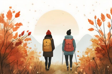 山间小径上的徒步旅行者