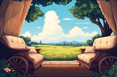马车内古典舒适的乡村旅行