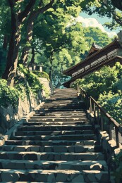 阳光洒在斜坡小路上的光影