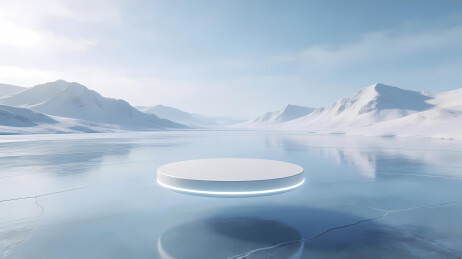 冰面白色圆台映雪山