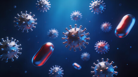 深蓝背景病毒颗粒