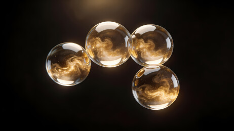 金色玻璃球黑底