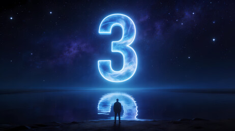 发光蓝数字3映星空