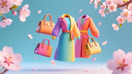 春季时装新品大促潮流搭配樱花点缀