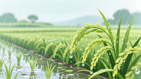 谷雨节气细雨润泽稻田展现田园生机