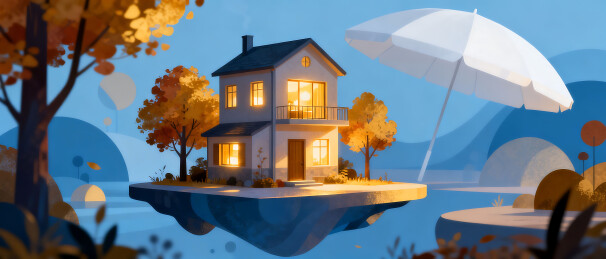 梦幻悬浮小屋秋景