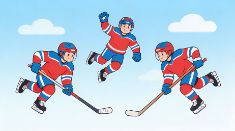 冰球运动员腾空跃起