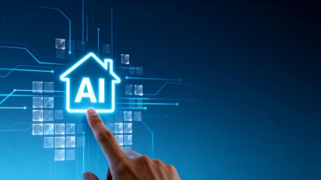 手指触碰AI智能家居图标