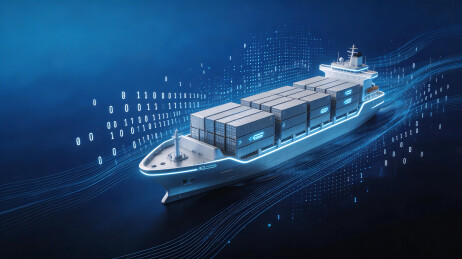 未来无人驾驶邮轮科技感背景