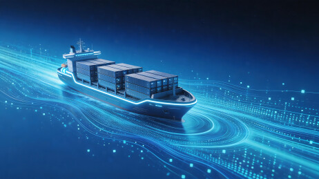 未来无人驾驶邮轮科技感背景