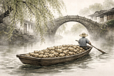 水乡小船满载农产