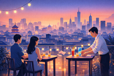 屋顶酒吧晚霞时刻