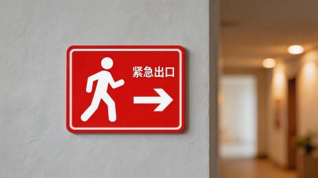 紧急出口指示牌指引方向