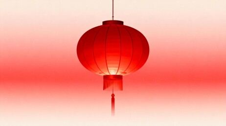 红色灯笼悬挂光影渐变背景