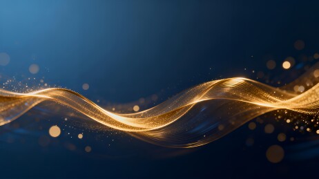 金色光波流动在深蓝背景中