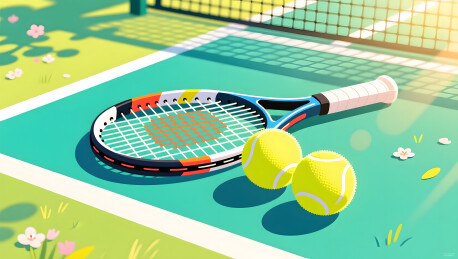 春季阳光网球场展现充满活力的健康生活