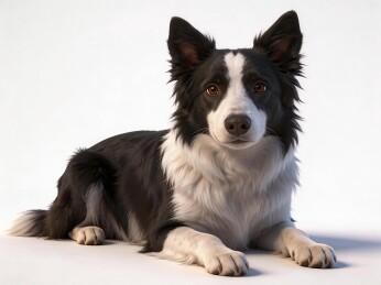 黑白边境牧羊犬躺卧照
