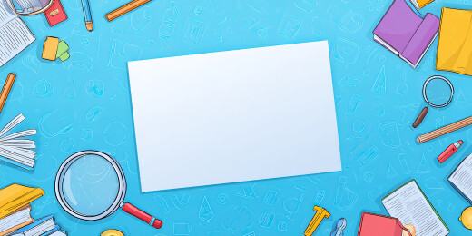 学习用品环绕空白纸张