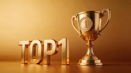 金色奖杯与TOP1字样展示
