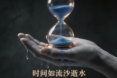 手托沙漏流沙滴落