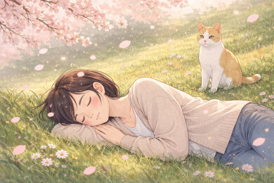 樱花草坡浅眠
