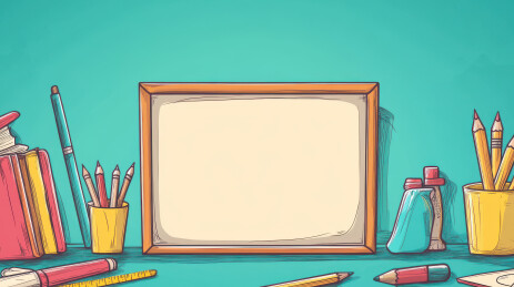 学习用品文具桌面卡通插画