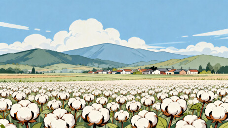 乡村田野自然风光棉花田丰收景象