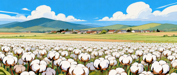 乡村田野自然风光棉花田丰收景象