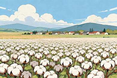 乡村田野自然风光棉花田丰收景象