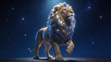 蓝金渐变威严狮子